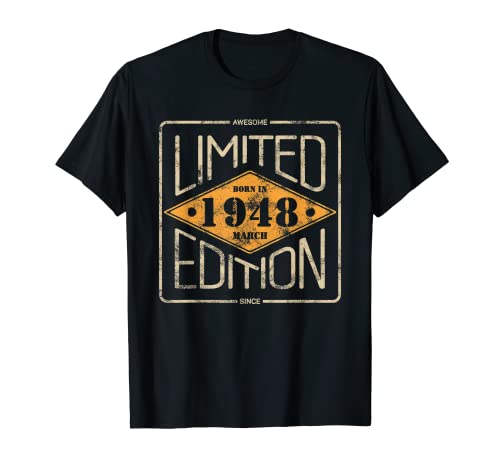 Awesome Since Marzo 1948 Cumpleaños Hombre Mujer Camiseta