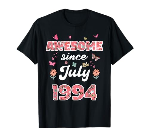 Impresionante Desde Julio 1994 Flores 1994 Julio Cumpleaños Camiseta