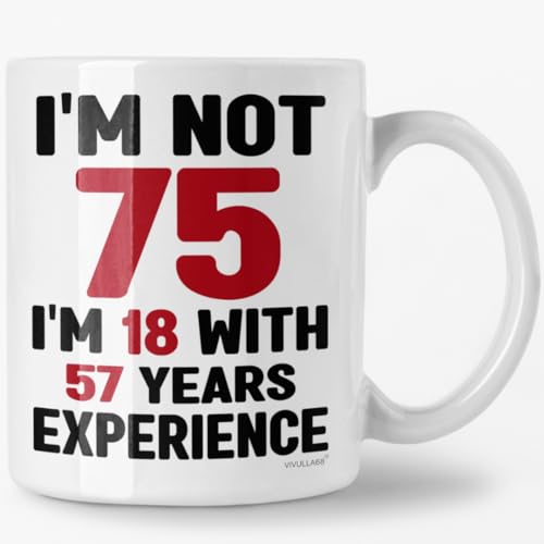 Taza de café de 75 cumpleaños – Regalos de 75 cumpleaños para hombres y mujeres – Vintage...