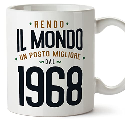 MUGFFINS Tazas 1968 Cumpleaños - En Italiano - Rendo il Mondo un Posto Migliore - 11 oz / 330 ml -...
