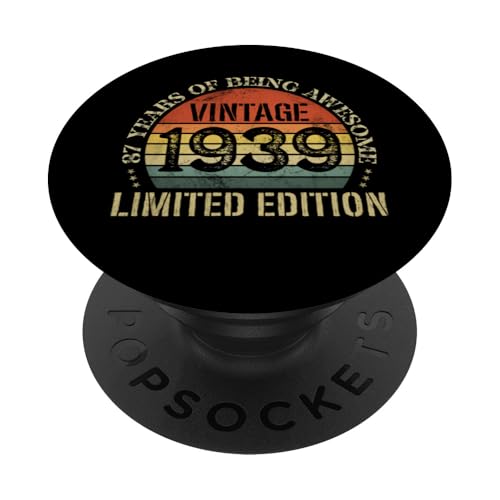 Vintage 1939 Edición Limitada 87 Cumpleaños 87 Años PopSockets PopGrip Adhesivo
