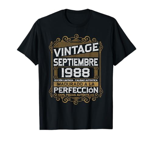 Septiembre 1988 Vintage Regalo 37 Años Cumpleaños Hombre Camiseta