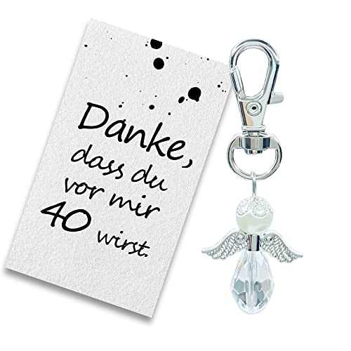 MKISHINE Llavero de cumpleaños, regalo de 40 cumpleaños, tarjeta de felicitación y sobre (40)