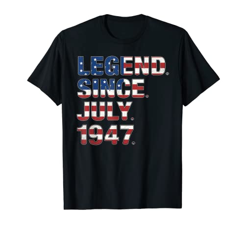Leyenda del 75 cumpleaños desde julio de 1947 Bandera de Estados Unidos 75 años Camiseta