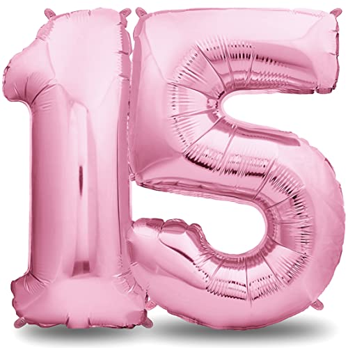 envami® Globos de Cumpleãnos 15-101 CM Globo 15 Años - Globo Numero 15 - Decoracion 15 Cumpleaños Niñas - Globos Numeros Gigantes para Fiestas - Vuelan con Helio, Rosas