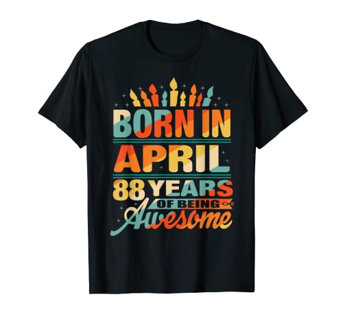 Abril 1934 88 Años 88 Cumpleaños Regalos Vela Gráfico Camiseta