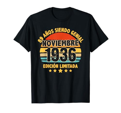 Noviembre 1936 89 Años Hombre Cumpleaños Noviembre 1936 Camiseta