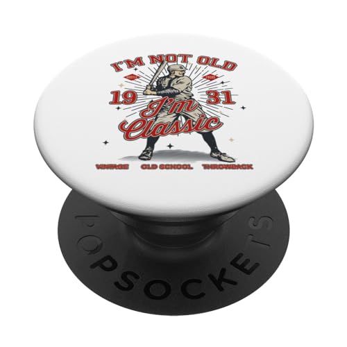 FUNNY I'M NOT OLD I'M CLASSIC 1931 BÉISBOL 94 CUMPLEAÑOS PopSockets PopGrip Adhesivo