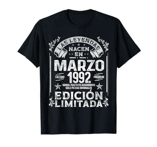 Las Leyendas nacen en Marzo de 1992 - 33 Años Cumpleaños Camiseta