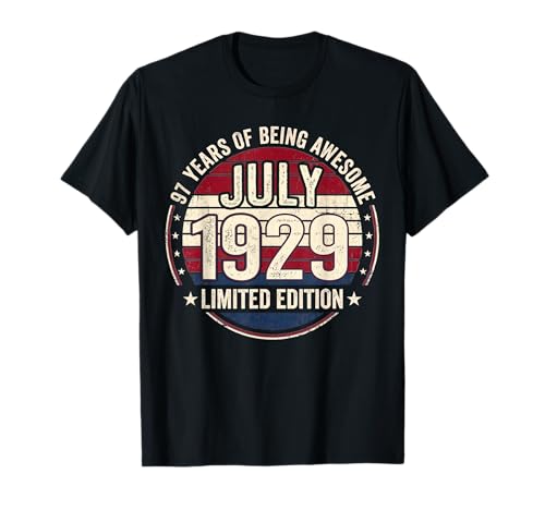 Vintage 97 cumpleaños Decoraciones Hombres 97 años 1929 97 cumpleaños Camiseta