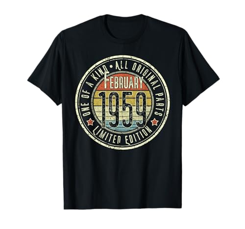 66 Cumpleaños Vintage Febrero 1959 Retro Edición Limitada Camiseta