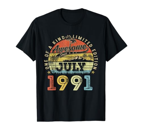 35 Edición Limitada 1991 Único 35 de Julio Cumpleaños Camiseta