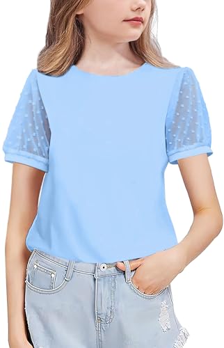 Arshiner Niñas Camisetas Mangas de Gasa Niños Verano Algodón Ocio Elegante T- Shirt Cuello...