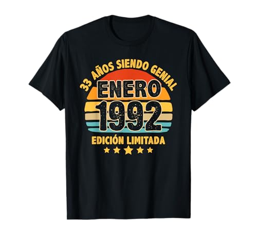 Enero 1992 33 Años Hombre Cumpleaños Regalo Enero 1992 Camiseta
