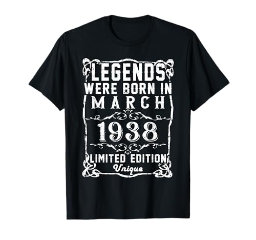 Cumpleaños Marzo 1938 Edición Limitada Regalo March 1938 Camiseta