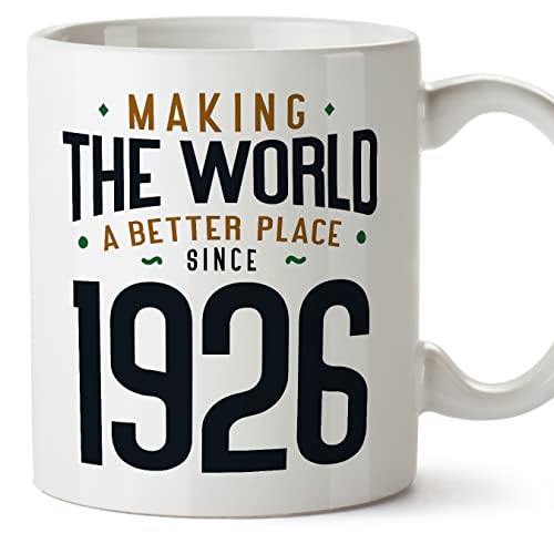 MUGFFINS Tazas 1926 Cumpleaños - En Inglés - Making the World a Better Place - 11 oz / 330 ml -...