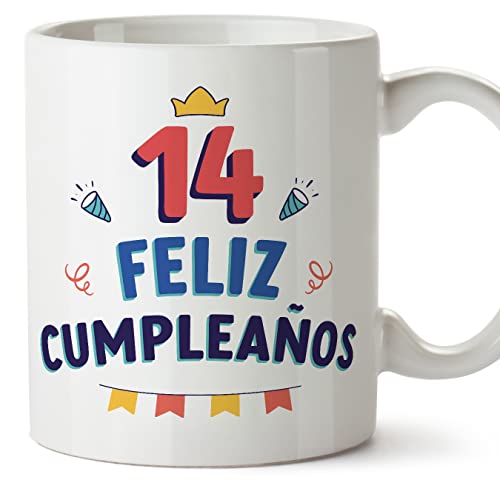 MUGFFINS Tazas 14 Cumpleaños - En Español - ¡Feliz Cumpleaños! - 11 oz / 330 ml - Regalo...