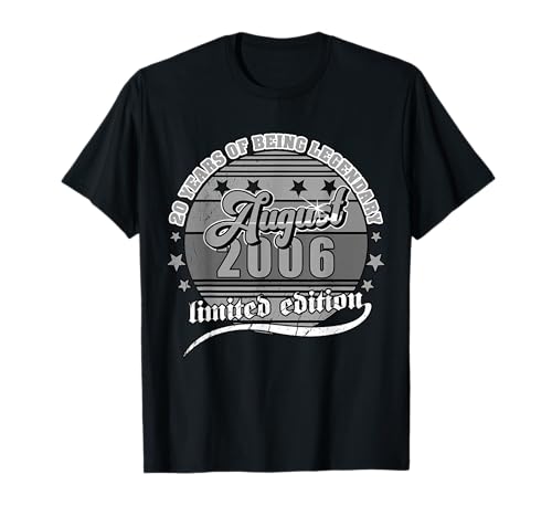 20 cumpleaños Agosto 2006 Vendimia 20 años Legendary Camiseta