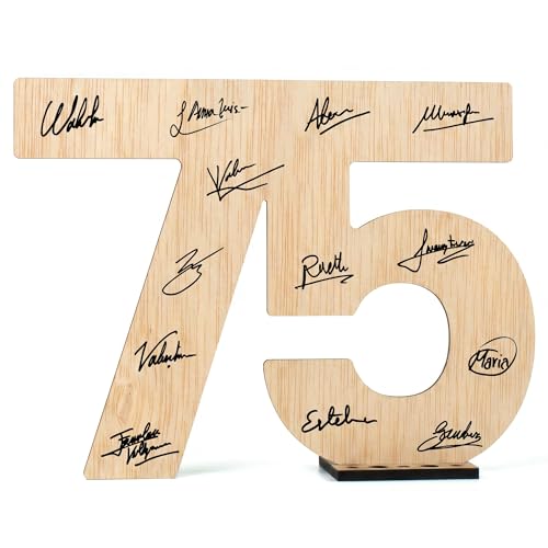 CONTRAXT Tarjeta felicitacion 75 cumpleaños. Regalo detalles libro de firmas alternaivo decoracion...