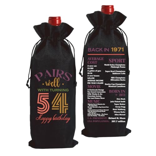 FBCCZEY Divertidos regalos de cumpleaños número 54 para mujeres y hombres, bolsa de vino, regalos...