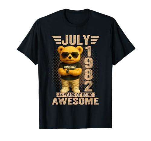44 años Julio 1982 Oso de Peluche 44 cumpleaños Hombres Mujeres Camiseta