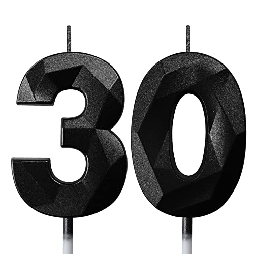 Velas Cumpleaños Vela 30 años Fiestas Velas de Cumpleaños Números Vela Cumpleaños Negra Velas...
