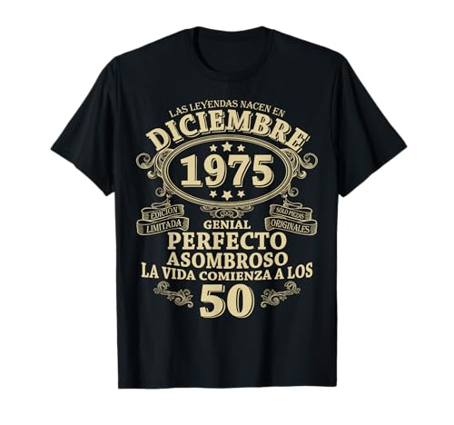 Diciembre 1975 50 Años Hombre Cumpleaños Regalo Camiseta
