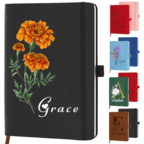 STREADVE Libreta Personalizada con Nombre Flor Cuaderno A5 Personalizado Libreta Tapa Dura Notebook...