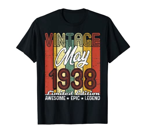 Edición Limitada Mayo 1938 83 Cumpleaños Vintage Camiseta