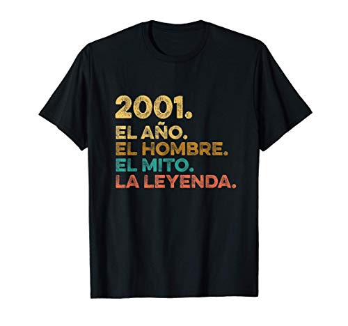 Hombre Año Hombre Mito Leyenda - Cumpleaños Regalo Vintage 2001 Camiseta