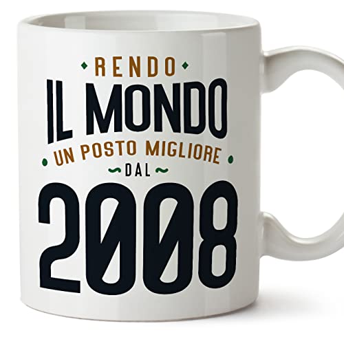 MUGFFINS Tazas 2008 Cumpleaños - En Italiano - Rendo il Mondo un Posto Migliore - 11 oz / 330 ml -...