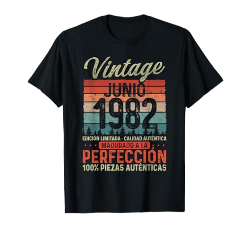 Junio 1982 Vintage Regalo 44 Años Cumpleaños Hombre Camiseta