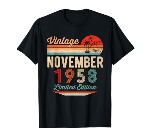 63 Años 63 Cumpleaños Vintage Noviembre 1958 Hombres Mujeres Camiseta
