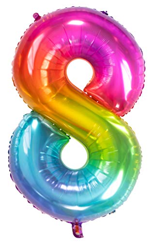 Folat 63248 Globo de Aluminio Número Figura 8 Yummy Gummy Rainbow 86 cm - decoración globos de...