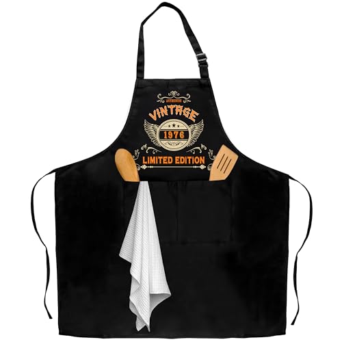 Rebundex 1976 Regalos Originales para Hombre 50 Años Delantal Cocina Hombre Regalos para Hombres 50...