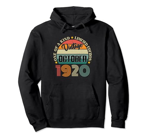 104 Años Vintage Octubre 1920 Cumpleaños 104 Retro Sudadera con Capucha