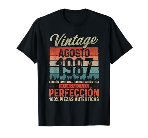 Agosto 1987 Vintage Regalo 38 Años Cumpleaños Hombre Camiseta
