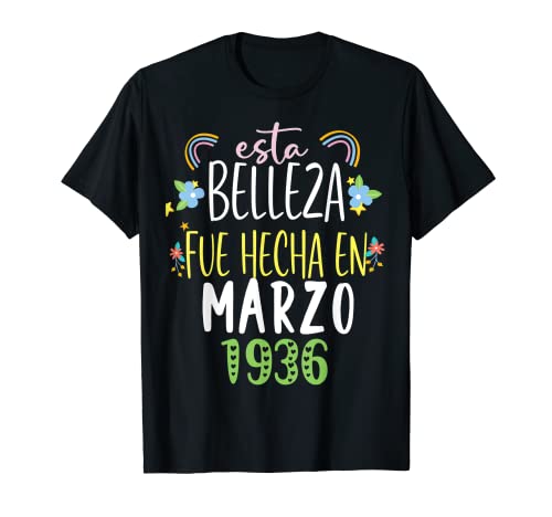 Hecha En marzo 1936 Mujer Regalo 86 años Cumpleaños Camiseta