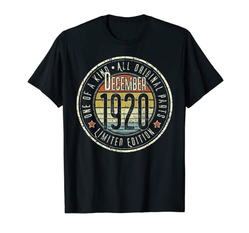 102 Años Diciembre 1920 Edición Limitada 102 Cumpleaños Camiseta