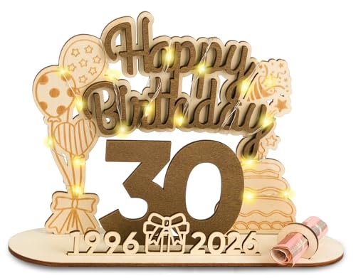 ARTREE Regalo de cumpleaños, 30 regalos de dinero, placa de madera, libro de visitas, regalo de...