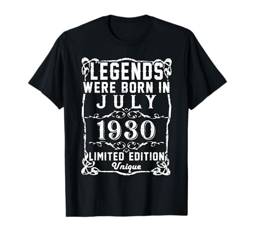 Cumpleaños Julio 1930 Edición Limitada Regalo Legend July Camiseta