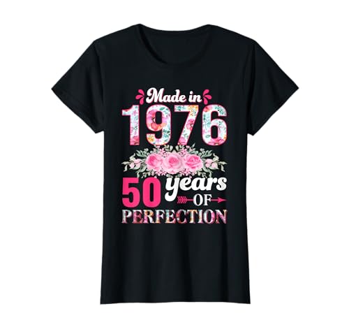 Vintage 1976 50 Años Cumpleaños Mujer Regalo Made in 1976 Camiseta