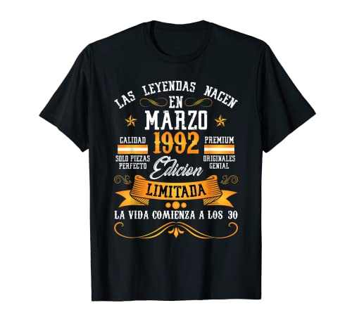 Leyendas Marzo 1992 30 Años Cumpleaños Camiseta
