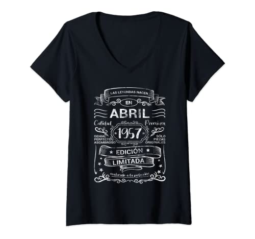 Mujer Leyendas De Abril 1957 Cumpleaños Hombre Mujer Camiseta Cuello V