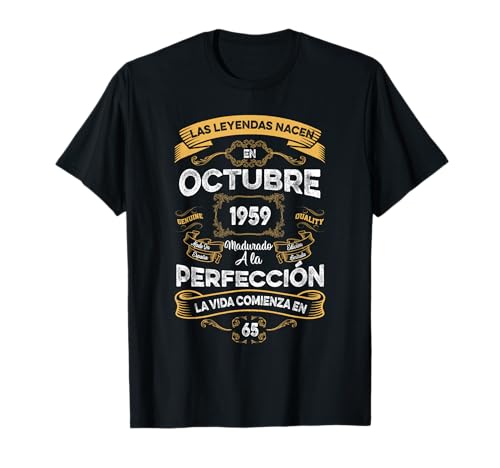 Mujer Leyendas Octubre 1959 Hombre Mujer 65 Años Cumpleaños Camiseta