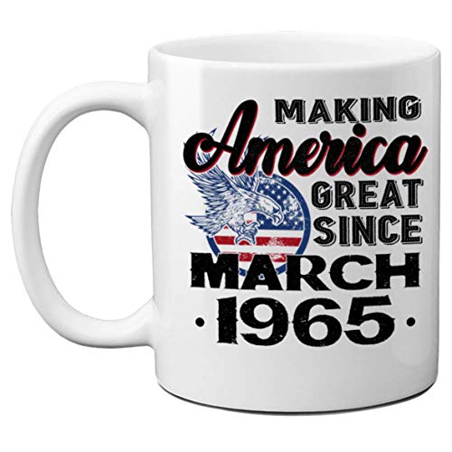 Tazas de 55 cumpleaños para hombres, mujeres, haciendo que Estados Unidos sea grandioso desde marzo de 1965 Tazas de café, regalo de cumpleaños para él, ella, regalos de cumpleaños para adultos de 55