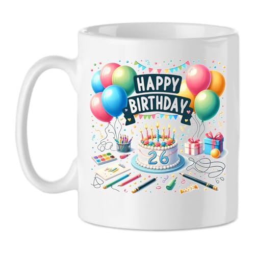 Taza de feliz cumpleaños número 26