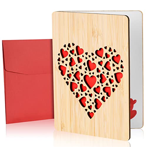 Vicloon Tarjeta de Felicitación de Madera, Tarjeta de Madera con Corazón, Tarjeta Felicitación...