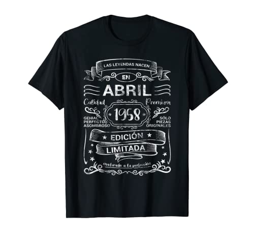 Las Leyendas Nacen Abril 1958 Cumpleaños Hombre Mujer Camiseta