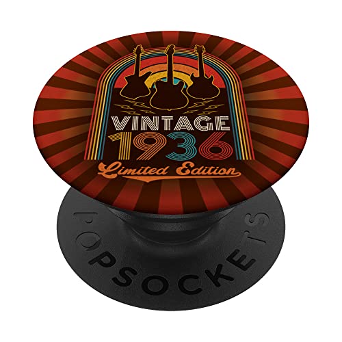 Vintage 1936 Edición Limitada Músico Guitarra Amantes Cumpleaños PopSockets PopGrip...